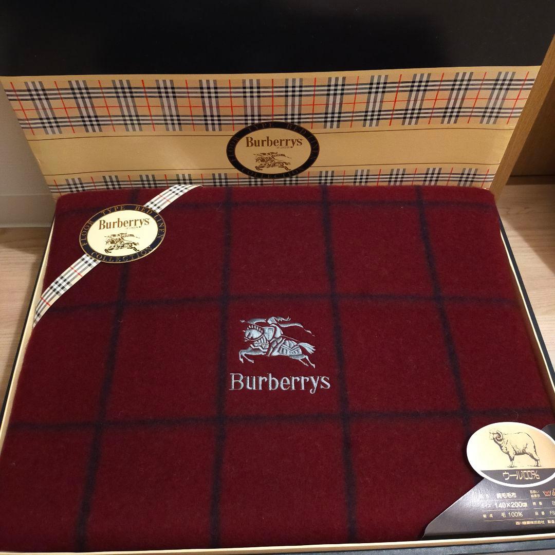 Burberrys バーバリー 純毛 毛布 ウール 赤×レッド 140×200