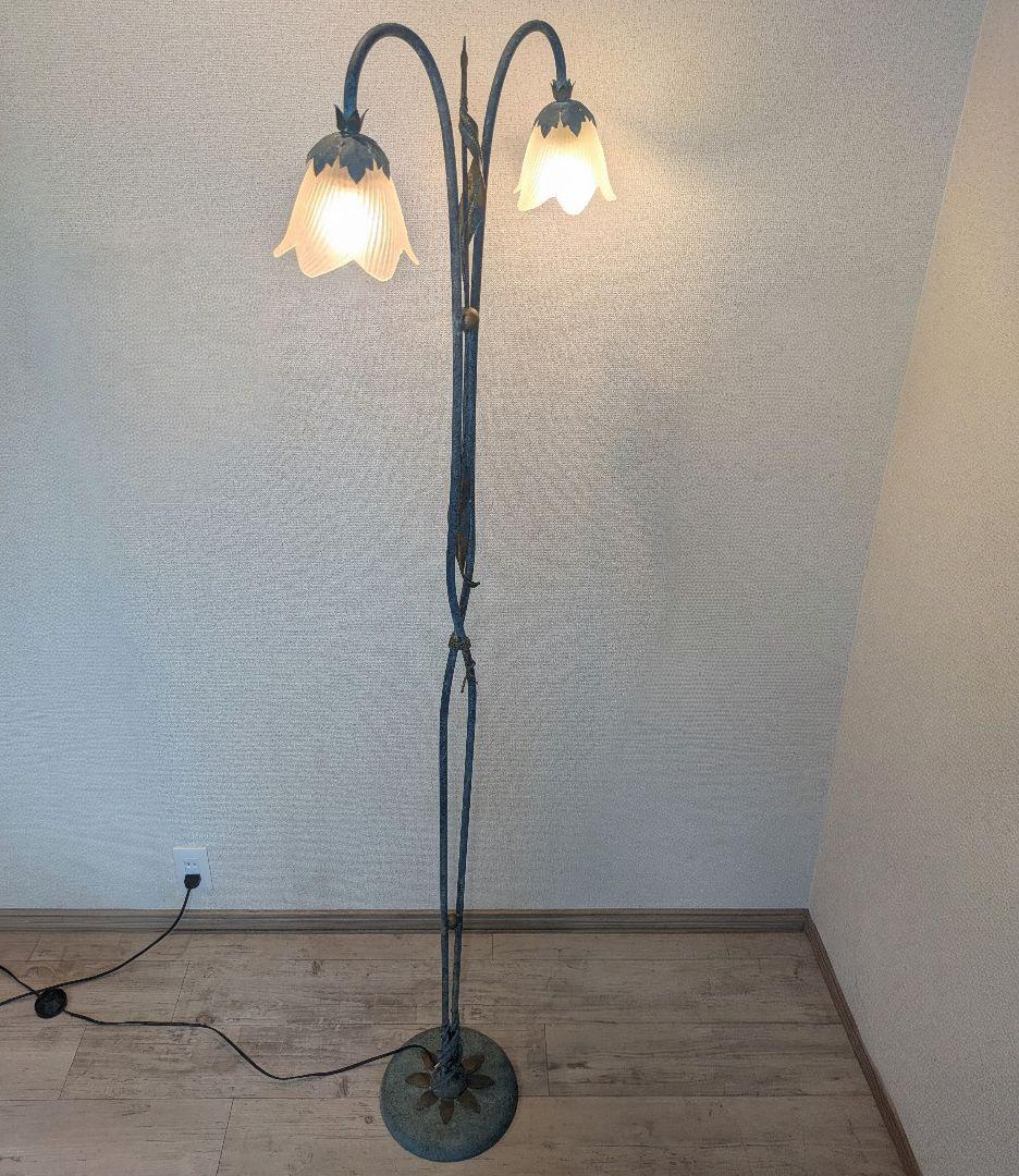 イタリア製 アンティーク調 青銅色フロアライト フロアスタンド 2灯 希少品