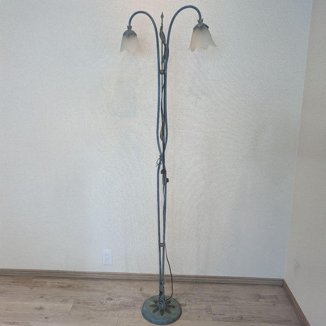 イタリア製 アンティーク調 青銅色フロアライト フロアスタンド 2灯 希少品