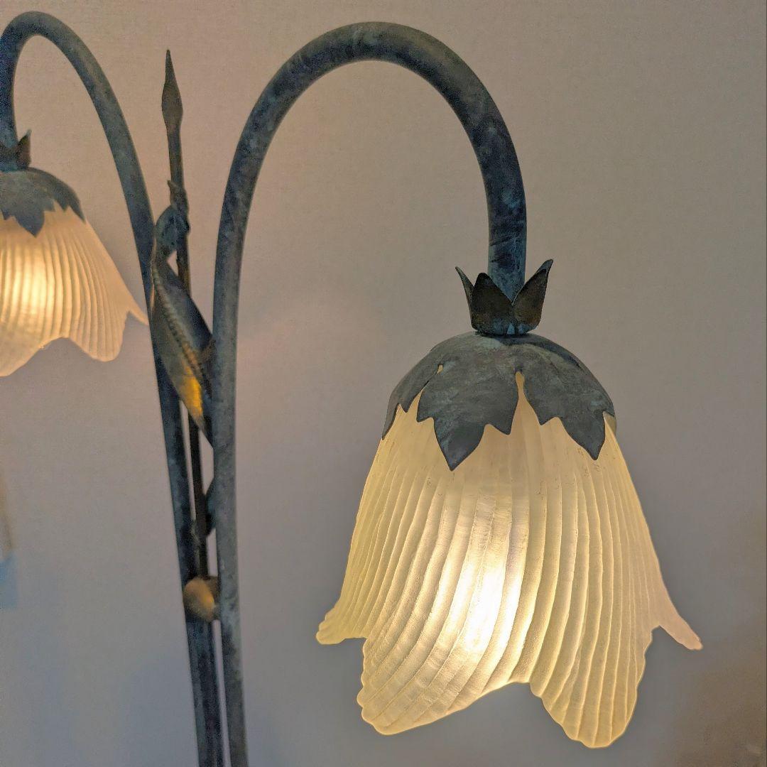 イタリア製 アンティーク調 青銅色フロアライト フロアスタンド 2灯 希少品