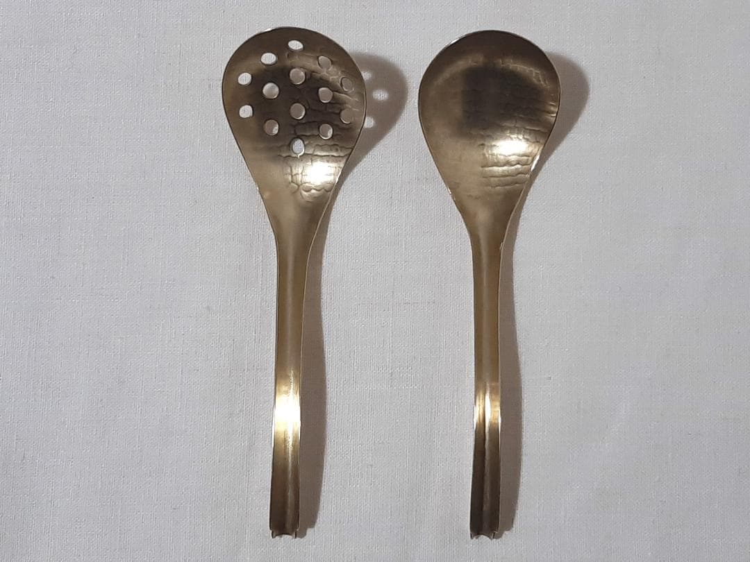 有次 真鍮 共柄チリレンゲ 穴あき 穴なし セット 京都有次 蓮華