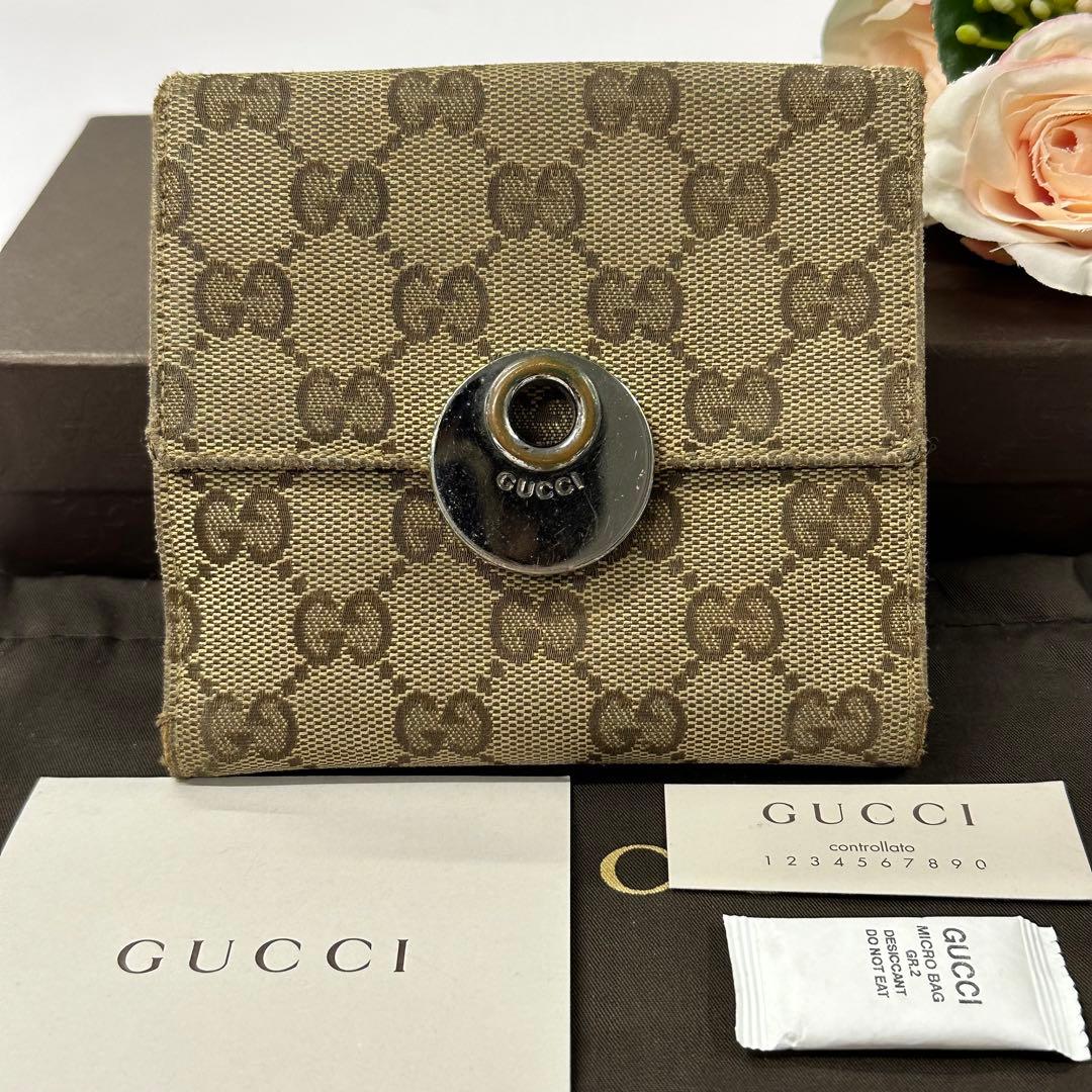 新品同様‼️ グッチ　GUCCI 財布　二つ折り　折り財布 GGキャンバス