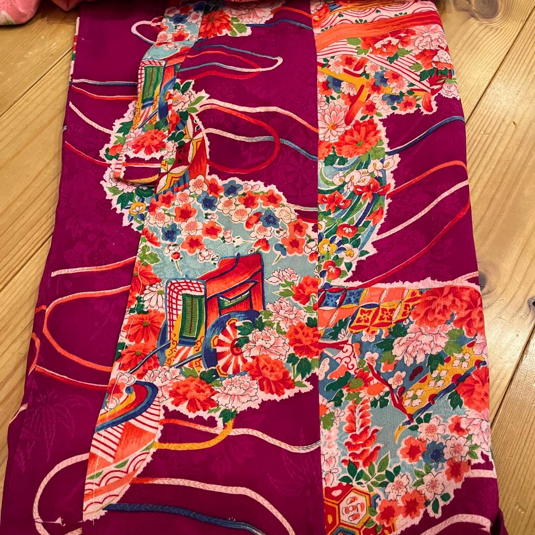 1点もの　七五三　アンティーク　女の子　子供着物　大正ロマン　被布コート