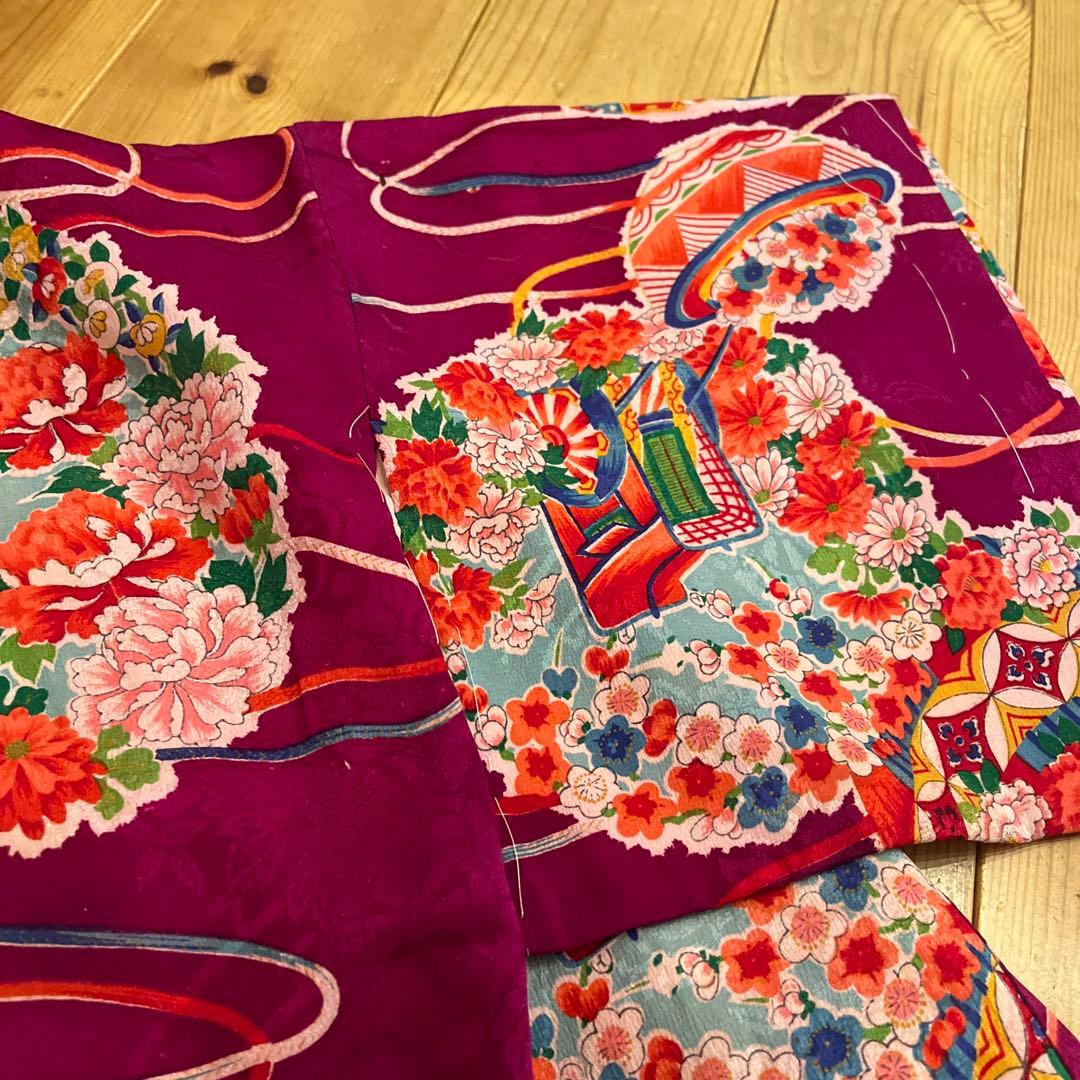 1点もの　七五三　アンティーク　女の子　子供着物　大正ロマン　被布コート