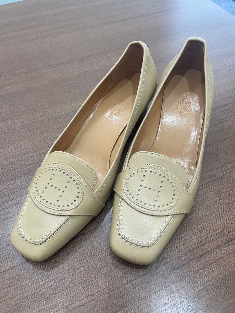 石原タイコ☆HERMES パンプス/36.5/BEG エルメス