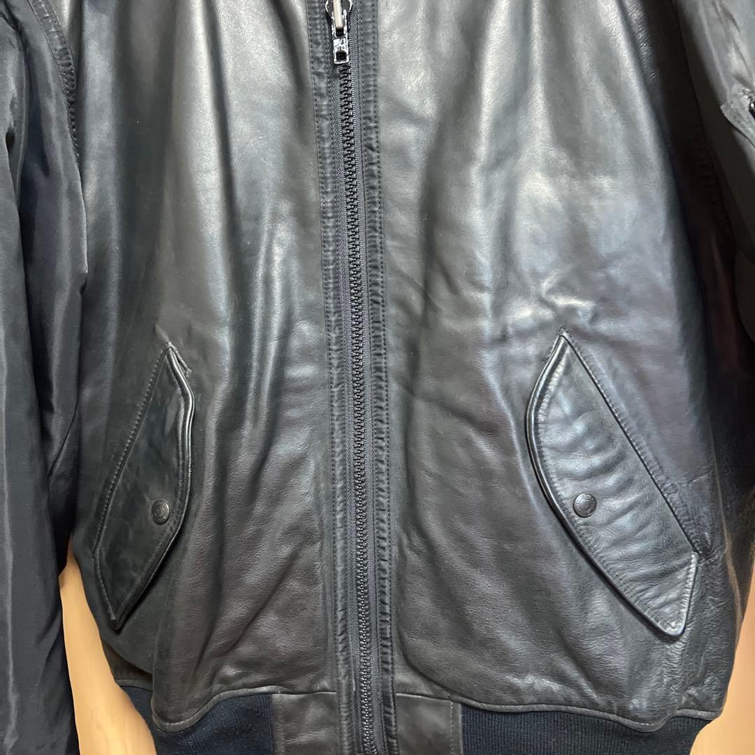 90s DKNY レザー × ナイロン MA-1 ボンバージャケット ビンテージ