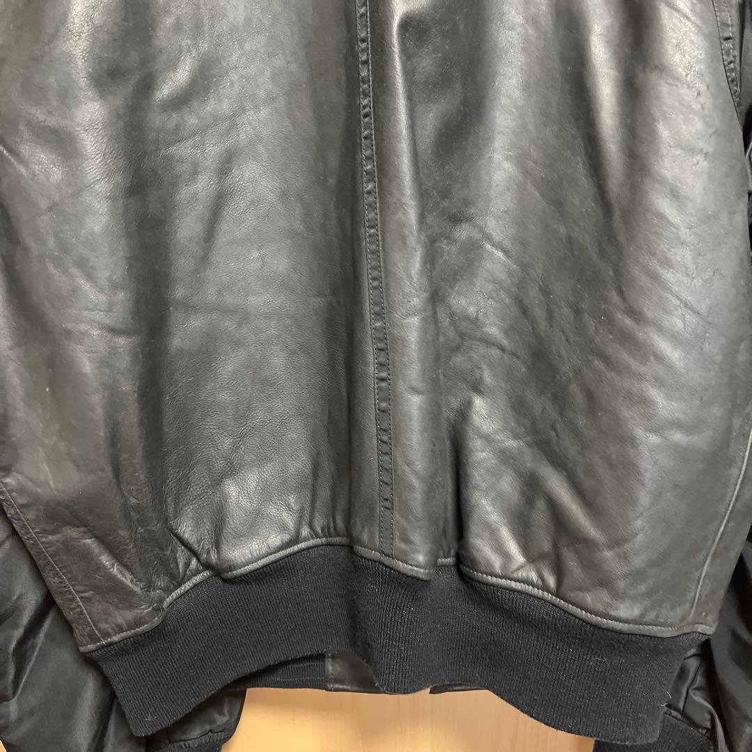 90s DKNY レザー × ナイロン MA-1 ボンバージャケット ビンテージ