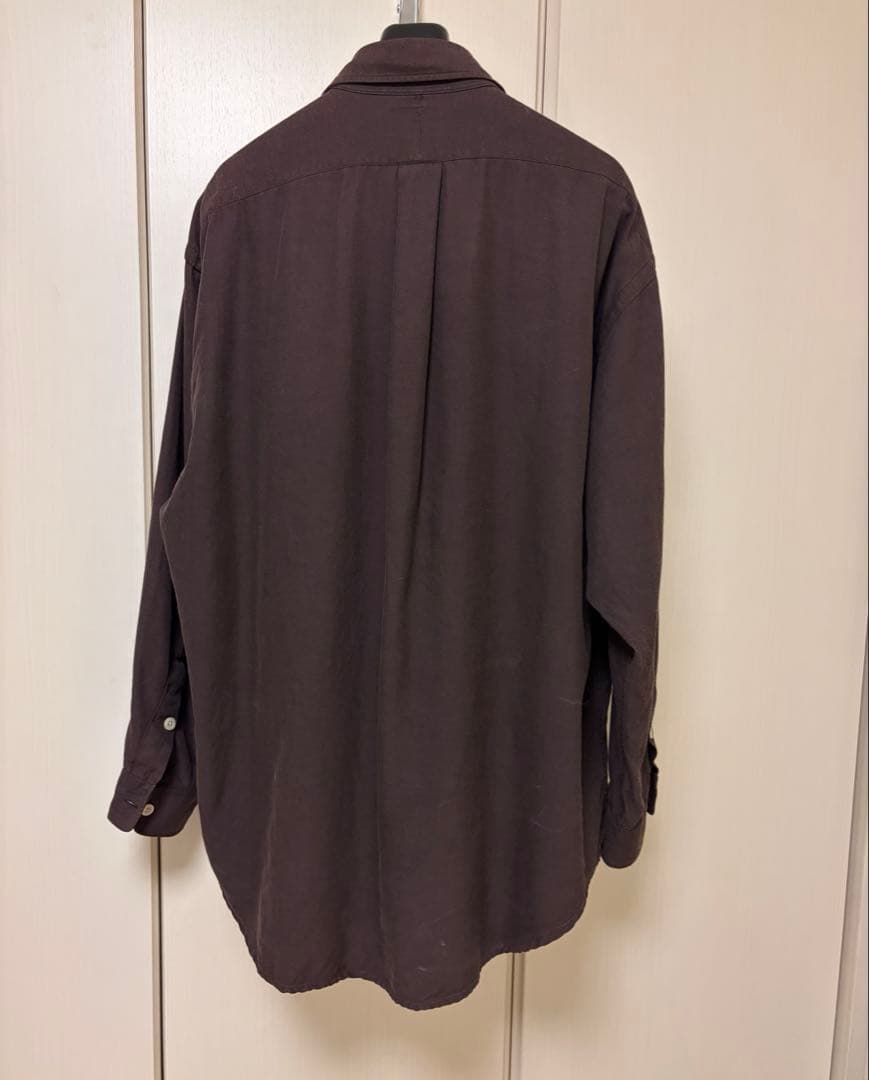 90s ラルフローレン BENFORD シルクコットン シャツ L ブラウン 茶