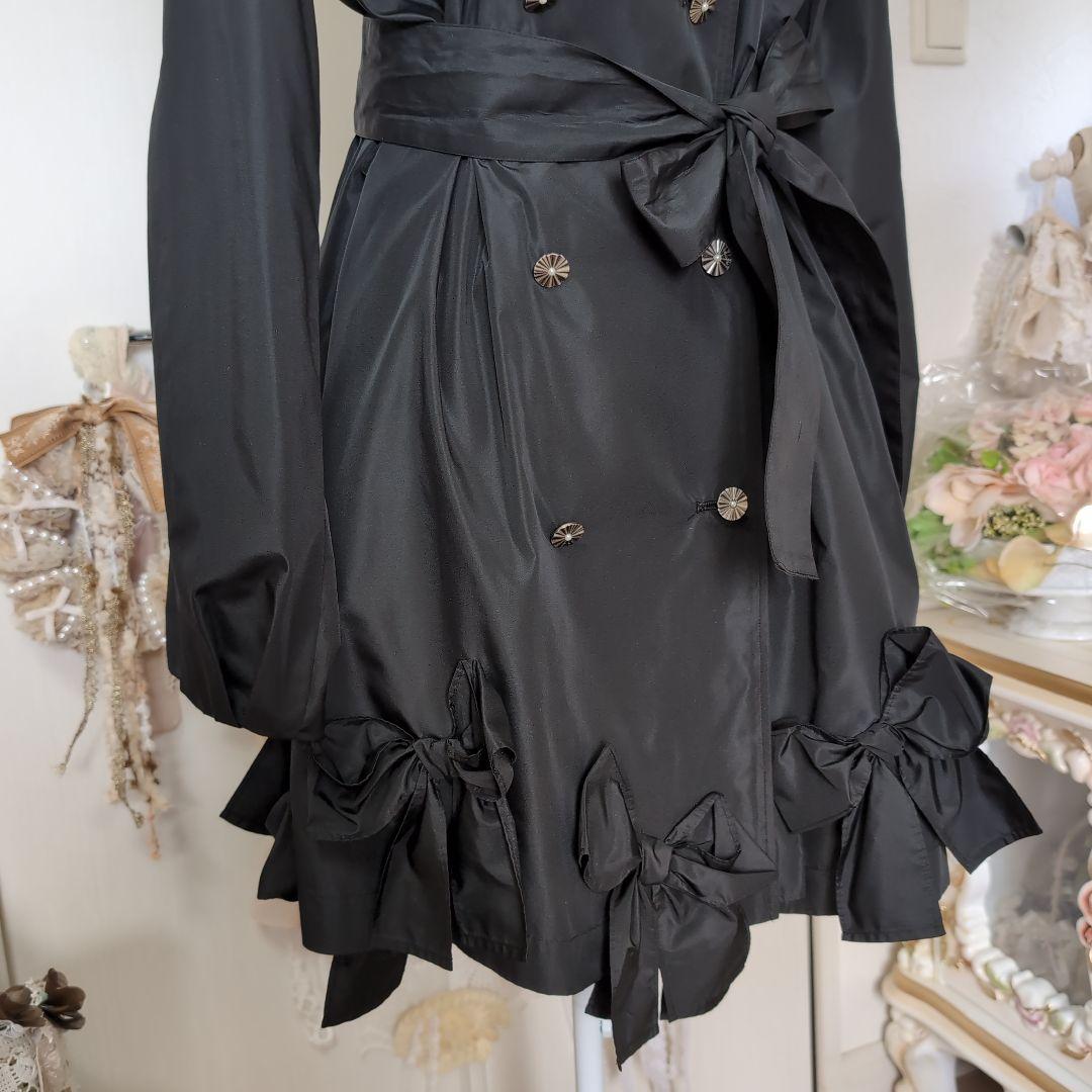 さえら♡レインダンス♡豪華♡リボン♡ブラック♡トレンチコート♡春♡秋♡冬