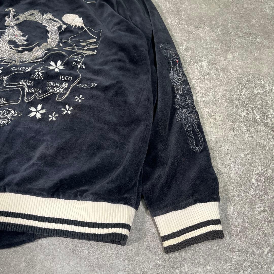 TONY HAWK スカジャン　ベルベット　ベロア　M 龍　富士山　白龍　別珍