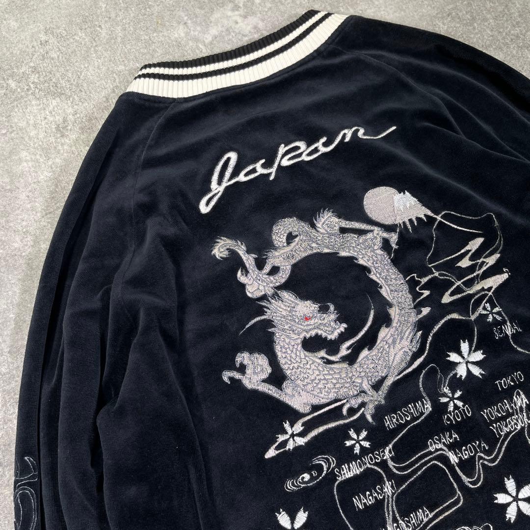 TONY HAWK スカジャン　ベルベット　ベロア　M 龍　富士山　白龍　別珍