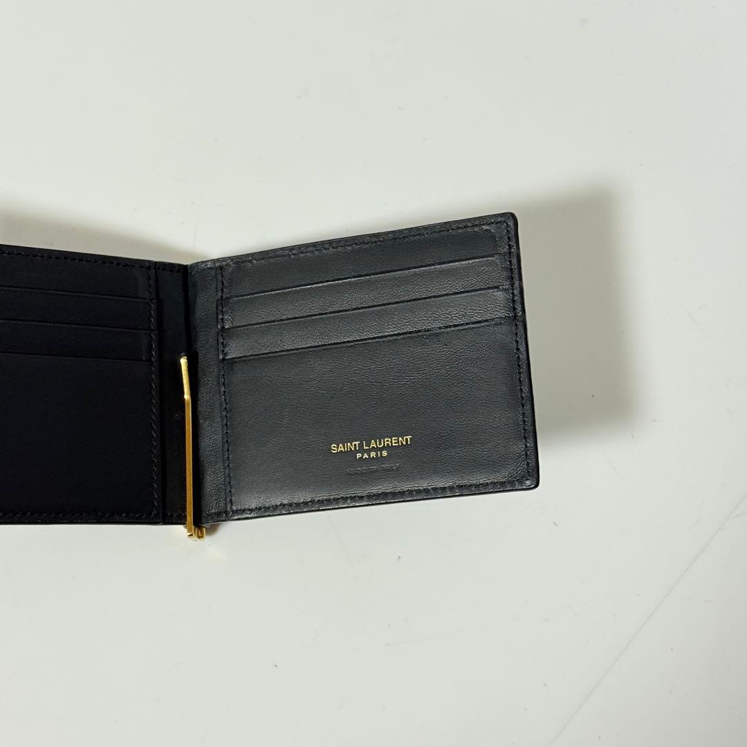 ⭐️未使用級⭐️　サンローラン　YSL　カサンドラロゴ　クロコ型押し　マネークリップ