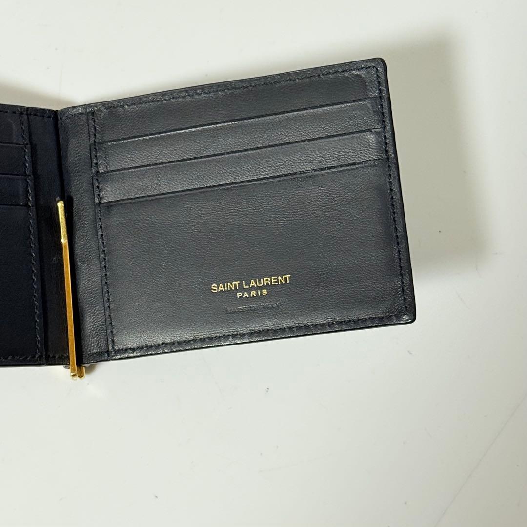 ⭐️未使用級⭐️　サンローラン　YSL　カサンドラロゴ　クロコ型押し　マネークリップ
