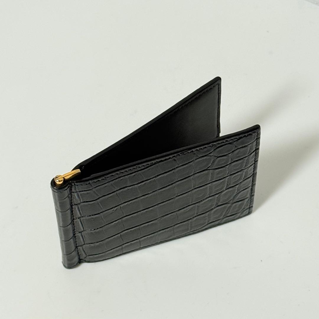 ⭐️未使用級⭐️　サンローラン　YSL　カサンドラロゴ　クロコ型押し　マネークリップ