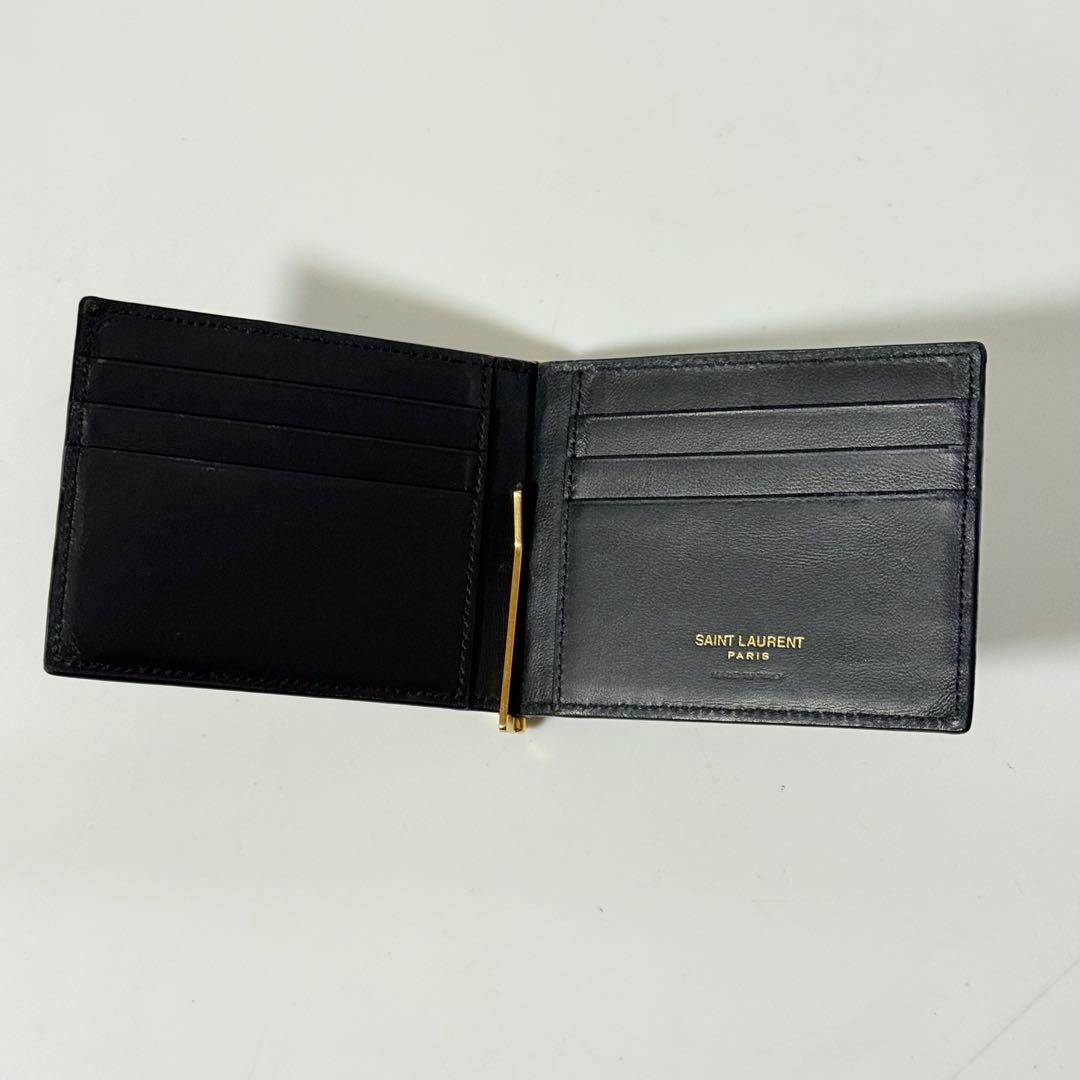 ⭐️未使用級⭐️　サンローラン　YSL　カサンドラロゴ　クロコ型押し　マネークリップ