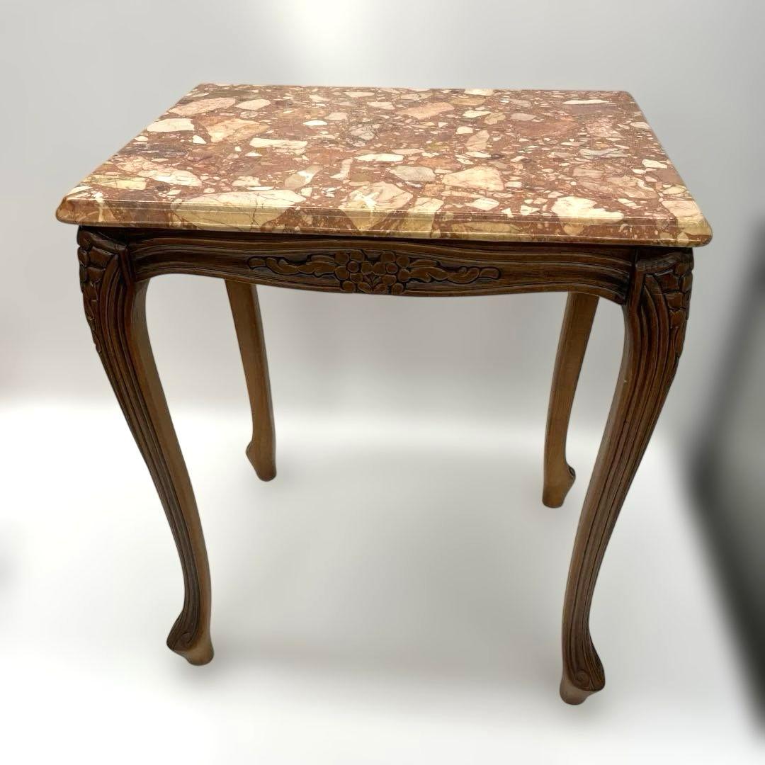 アンティーク調 大理石 サイドテーブル 猫脚