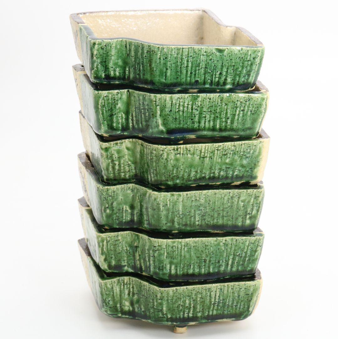 北大路魯山人作 織部焼 向付 黒田陶々庵識箱 共箱 懐石料理　M614　R9y