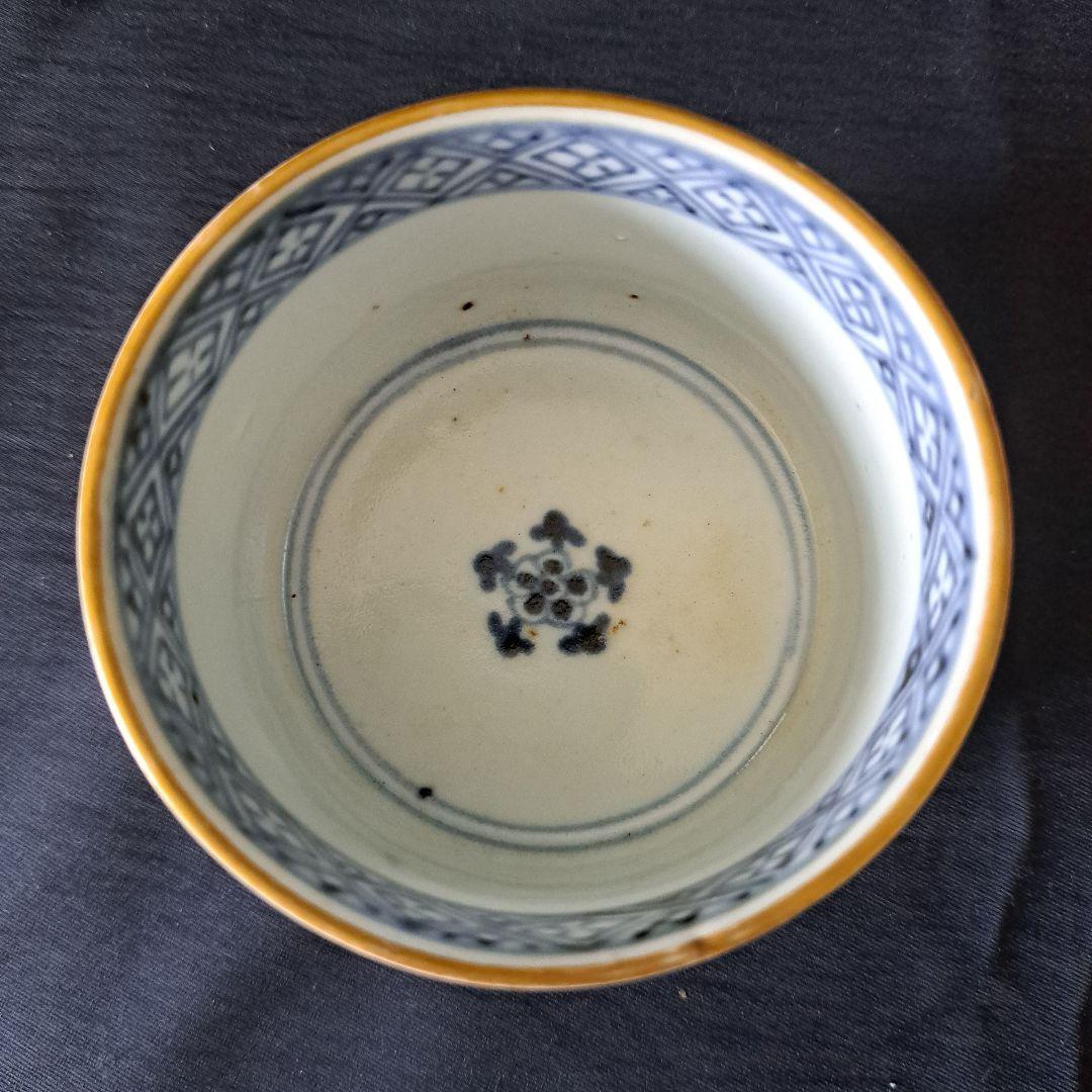 「獅子(しし)に牡丹(ぼたん) 半筒蕎麦猪口」古伊万里猪口(直径8.5cm)骨董