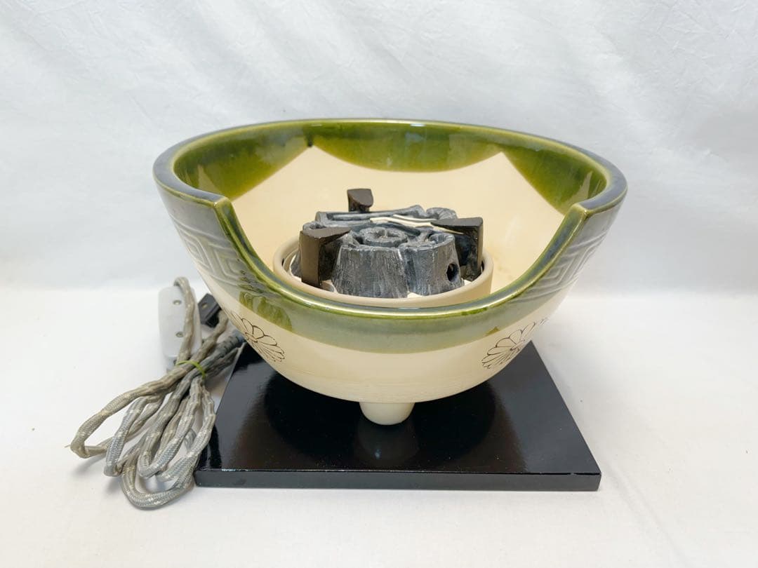 茶道具 織部 野々田商店製 風炉型 電熱器 釜2点セット 紙箱