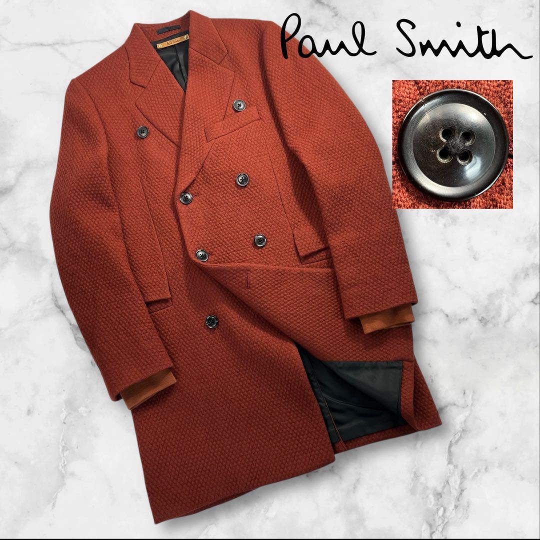 極美品 Paul Smith ダブルプレストチェスターコート サイズM オレンジ