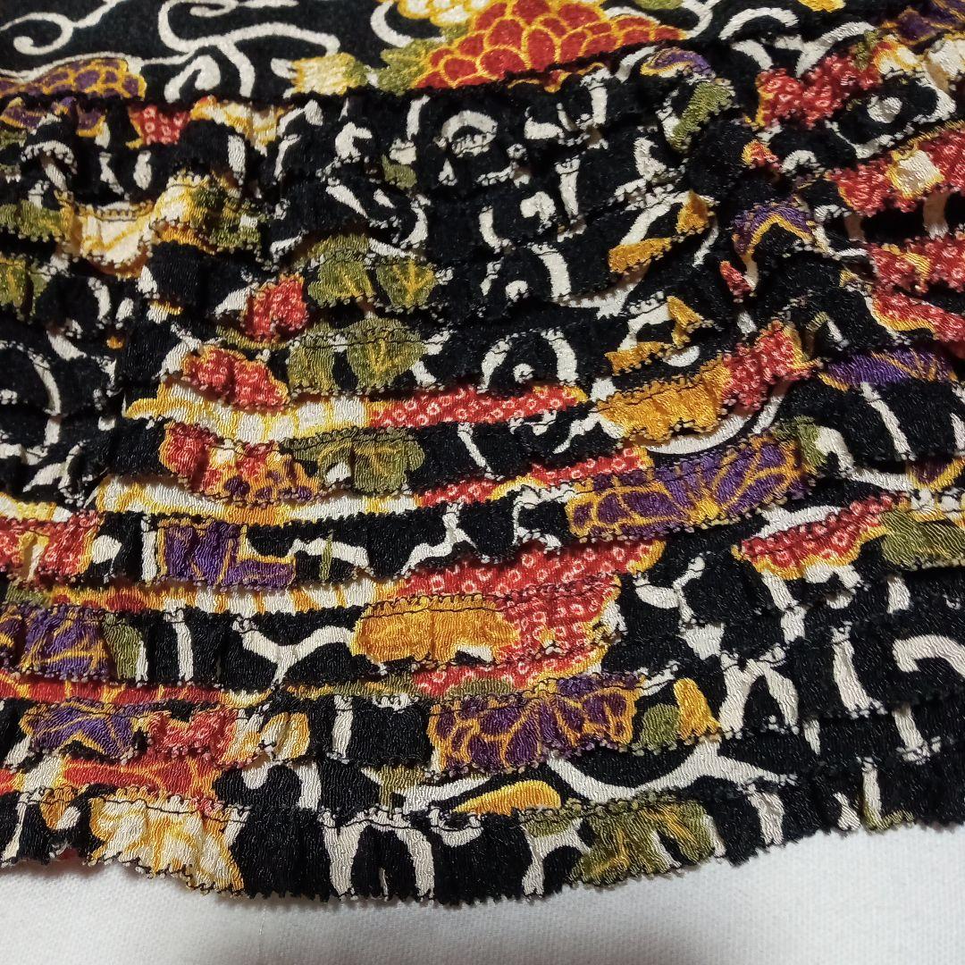 ジ*ー様 ワンダフルワールド ジャンパースカート 和柄 縮緬 唐草模様 たくし上