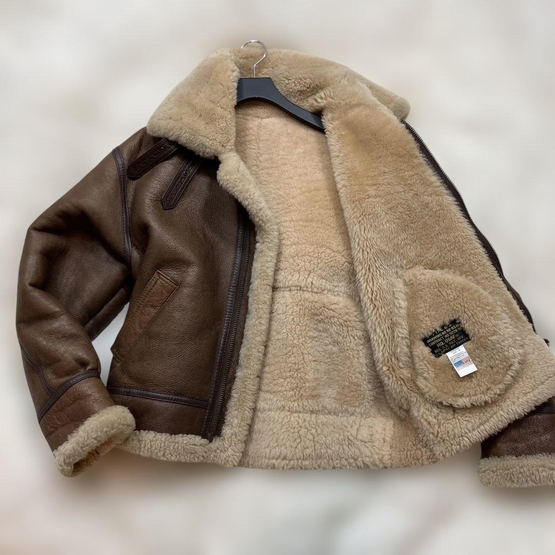 極美品B-3フライトジャケットヴィンテージ ムートンレザー ブラウンLサイズ相当