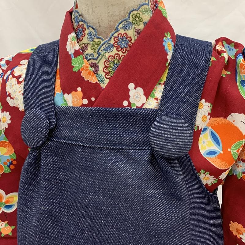 512ag70□七五三 三歳 女児 着物&被布 達磨 花丸文□状態良好