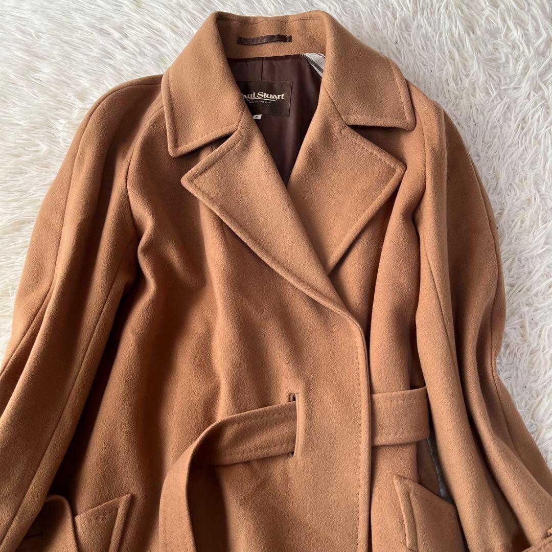 【美品】ポールスチュアート　カシミヤ混　ウール　ロング　ダブルチェスターコート