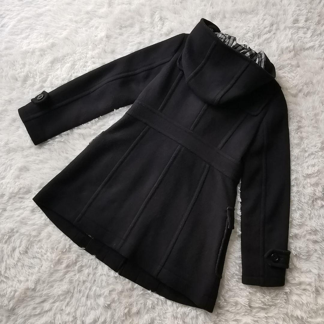 バーバリー ブルーレーベル ダッフルコート ホース 刻印 ロゴ チェック 黒 L