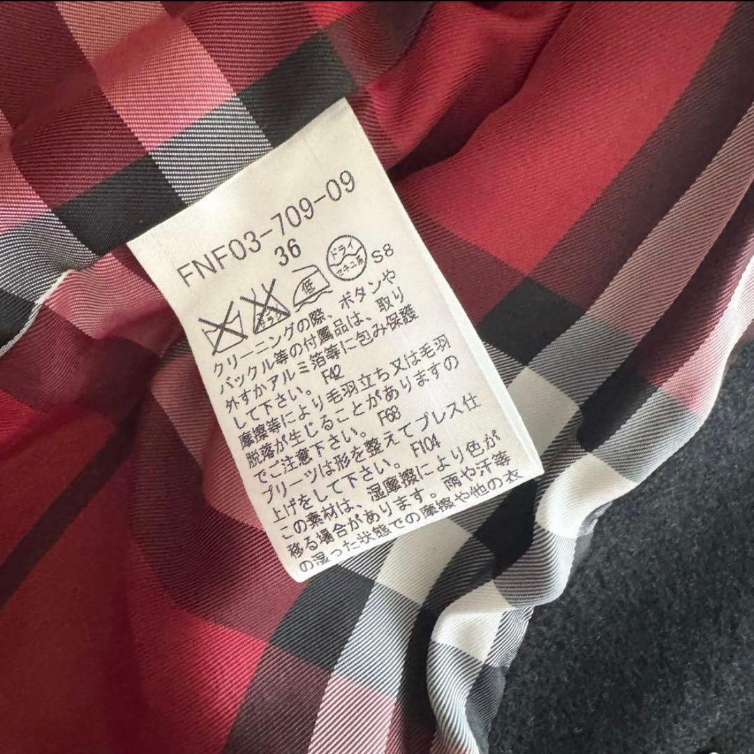 バーバリーブルーレーベル　ロングコート　金ボタン　黒　36 ノバチェック　ダブル