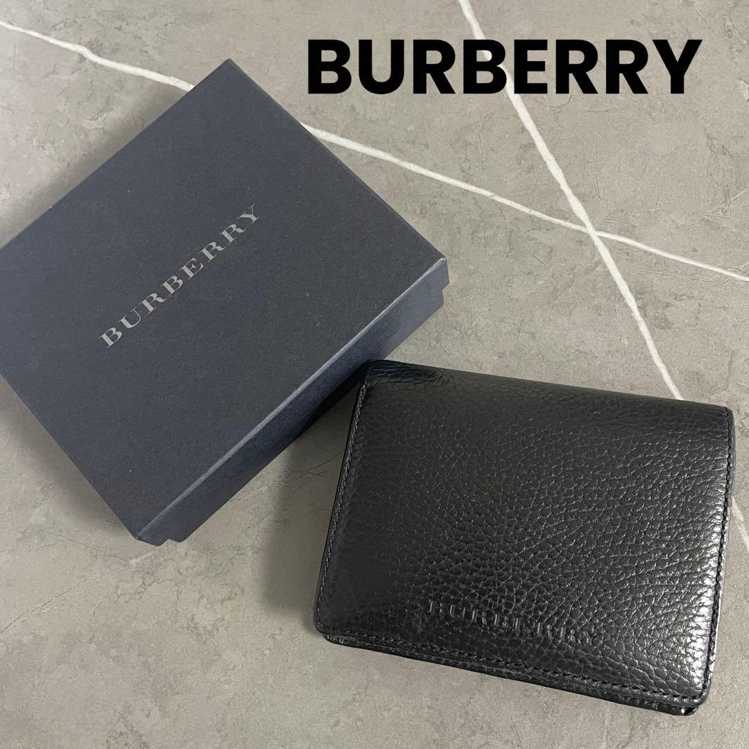 BURBERRY 二つ折り財布 ブラック レザー　ノバチェック