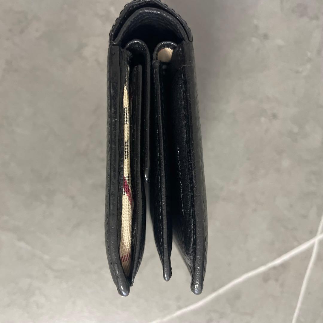 BURBERRY 二つ折り財布 ブラック レザー　ノバチェック