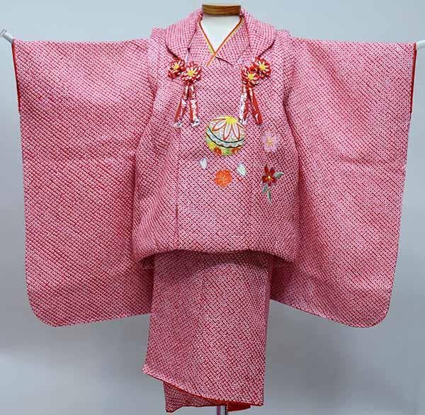 七五三 三歳 女児 被布着物セット 正絹 総絞り お仕立て無料 NO37189