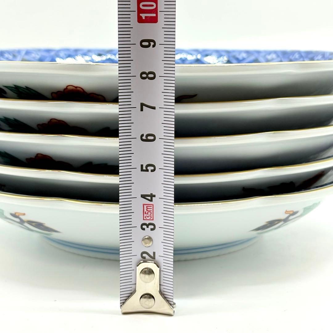 有田焼　明宝窯　中皿　5枚セット　金彩色絵　間取花紋　銘々皿　染錦　古伊万里意匠