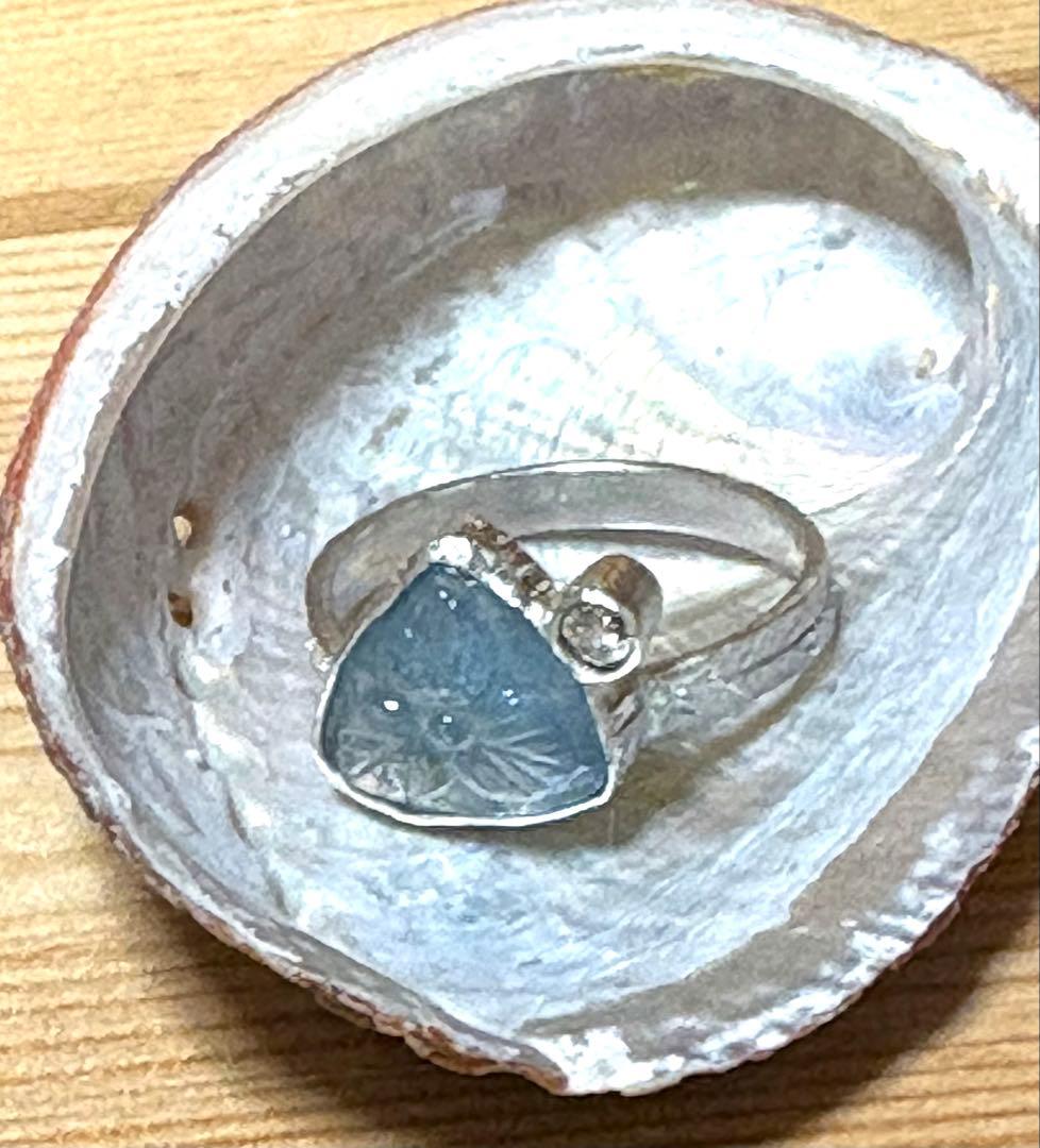 アクアマリンカービングシルバーリング