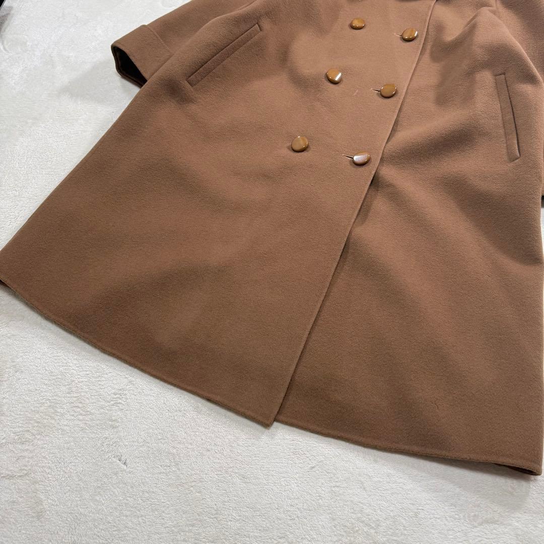 Leilian カシミヤ混 ダブル ロングコート フォックスファー 13+