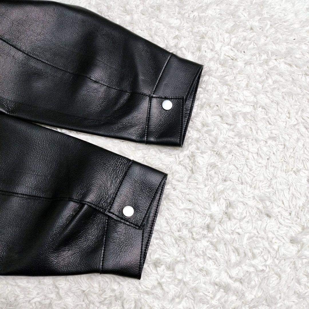ZARA　ザラ　レザージャケット　大きいサイズ　ジップ　ライダース　短丈