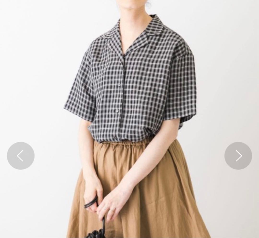 一休　かぐれ　kagure リネンレーヨンオープンカラーシャツ　チ