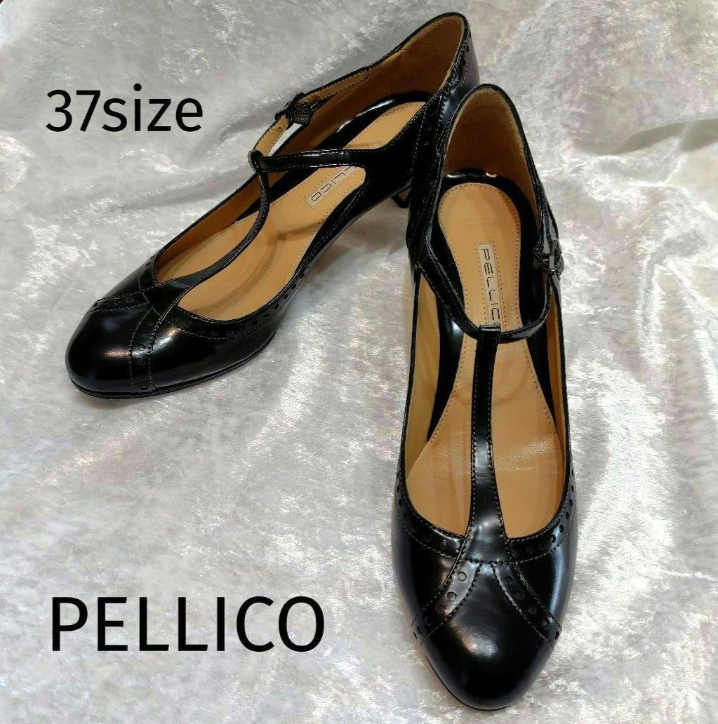 ✨PELLICO 黒 Tストラップ 中ヒールパンプス　写真追加