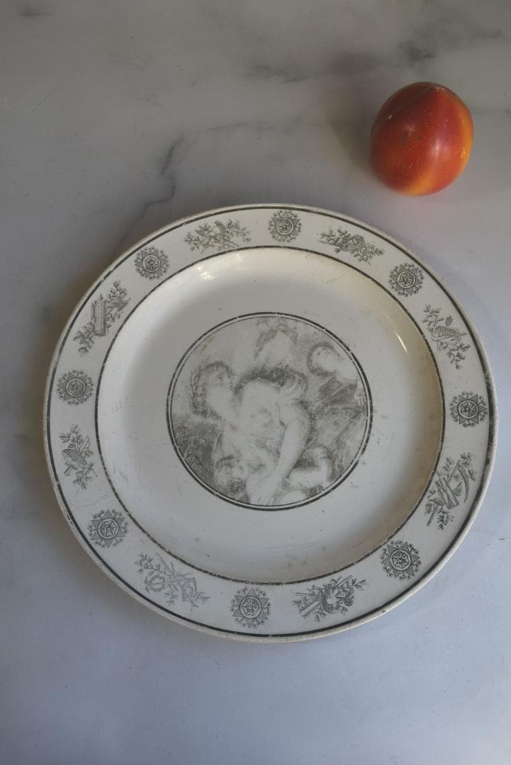 初期クレイユ　ファイアンスフィーヌ　良い風合いの皿　フランスアンティーク