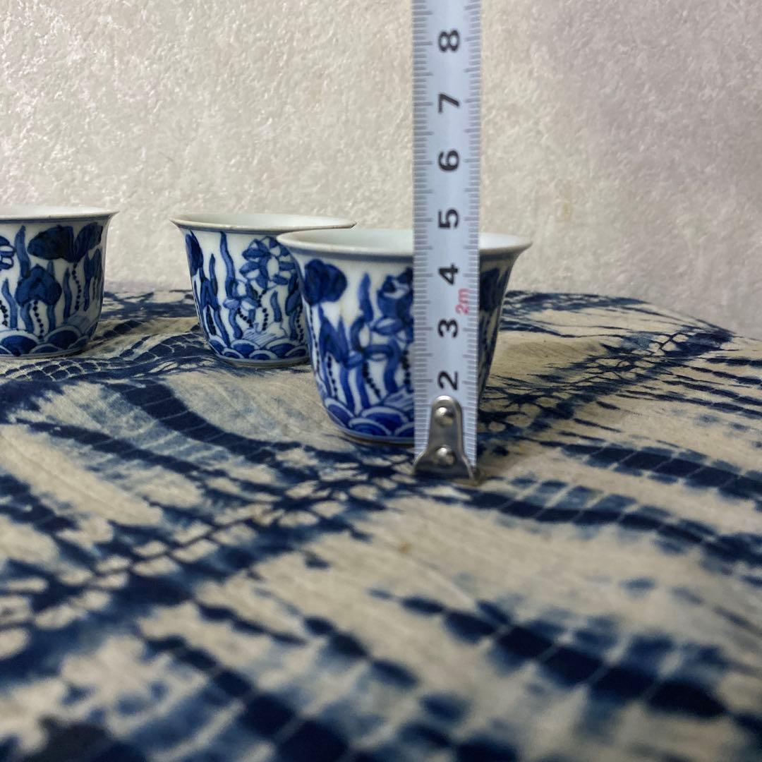 華中亭　道八　染付煎茶碗　4客