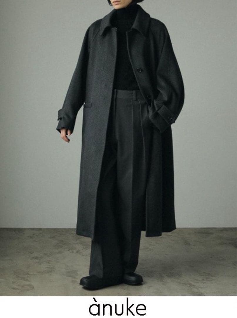 k*a様 anuke アンヌーク ウールステンカラーコート アウター グレー 3