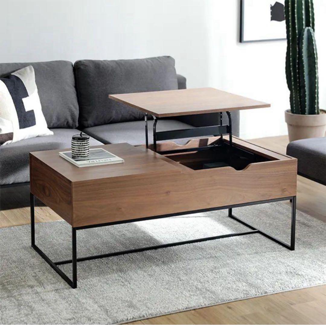 【11b333】幅110 リフティングテーブル 昇降式 鉄脚 木製