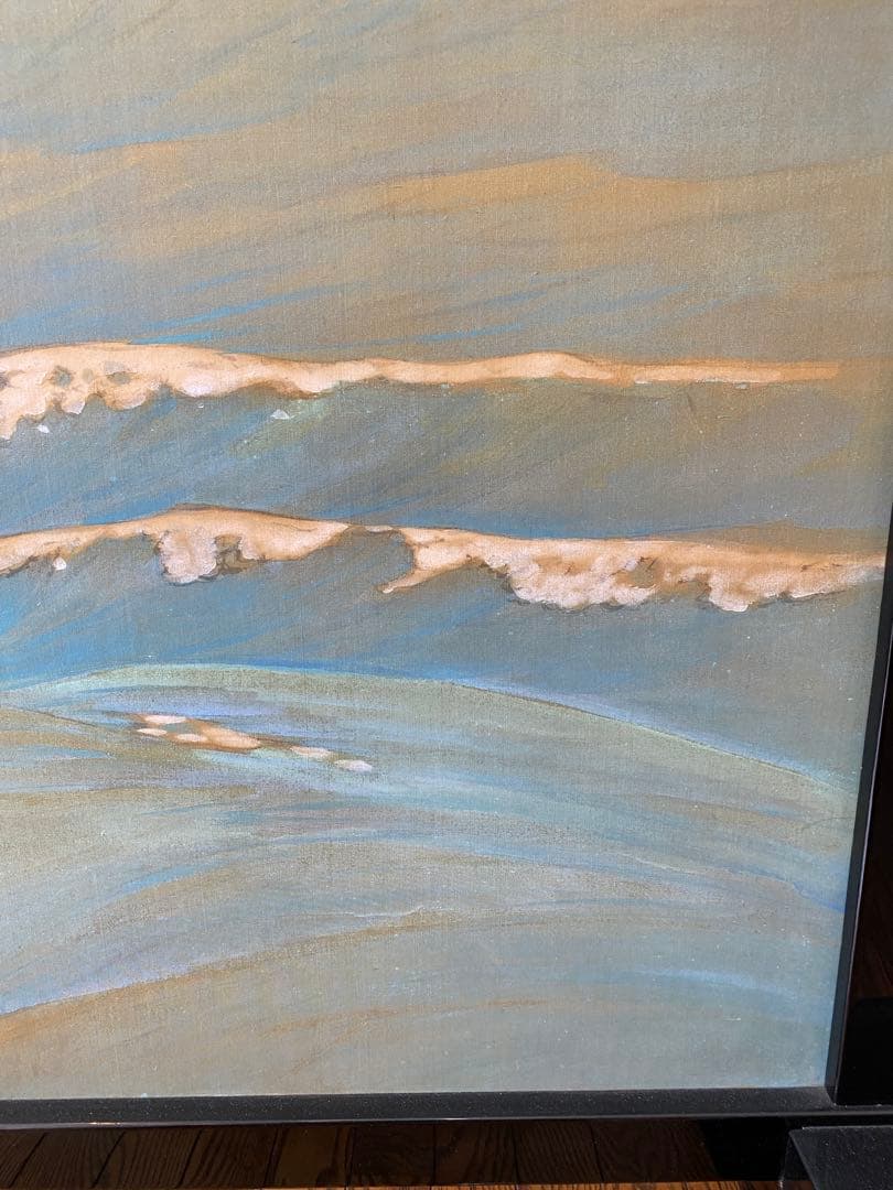 希少✨衝立　日本画　旭日　白波　縁起物　仕切り間仕切り　パーテーション　引取限定