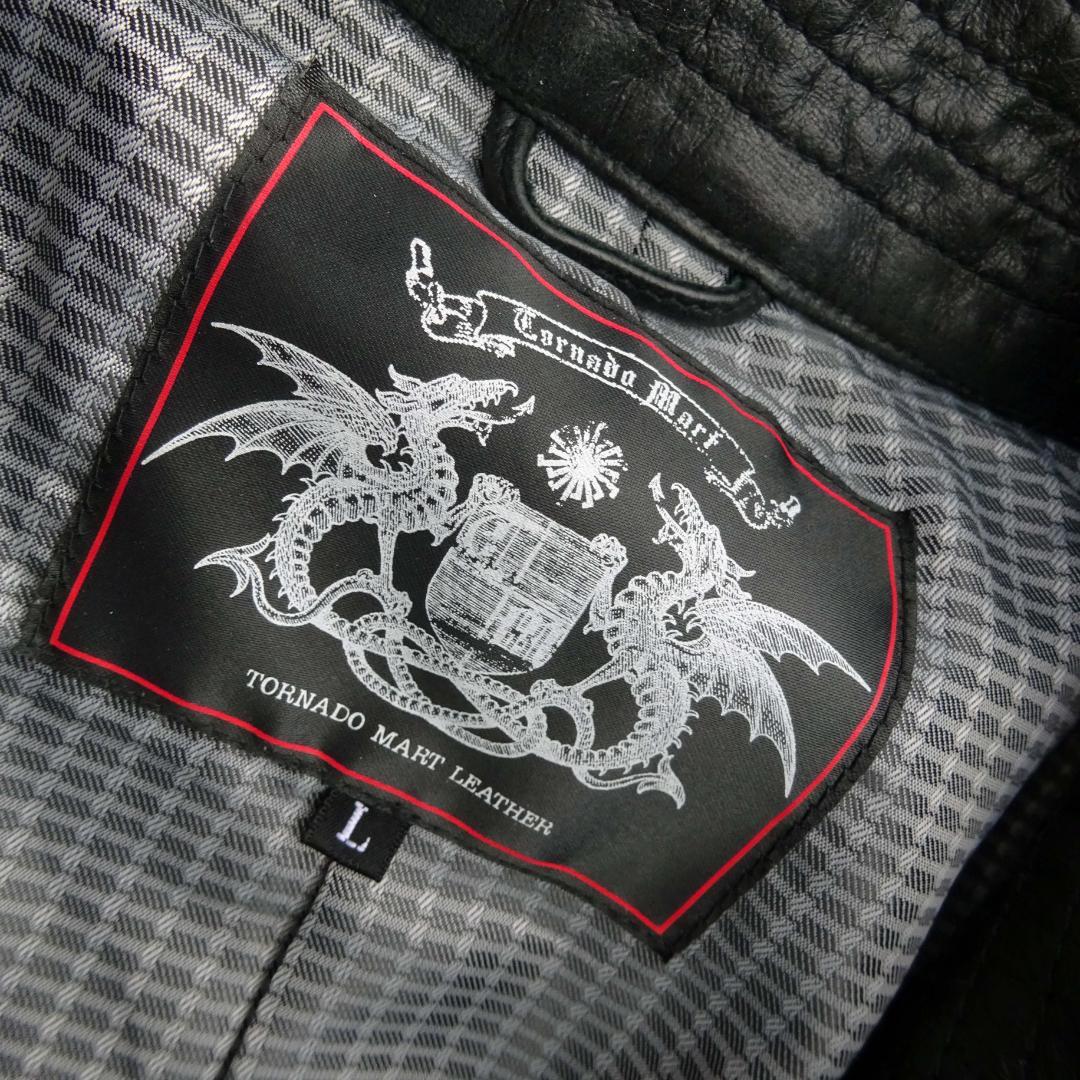 トルネードマートロング トレンチコート レザー 牛革バッファロー ブラック L