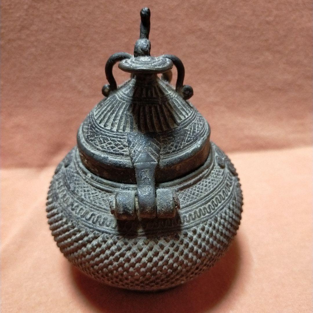 ビンテージ工芸品 Dokula 西ベンガル 置物 香炉 蓋付器アンティークg17