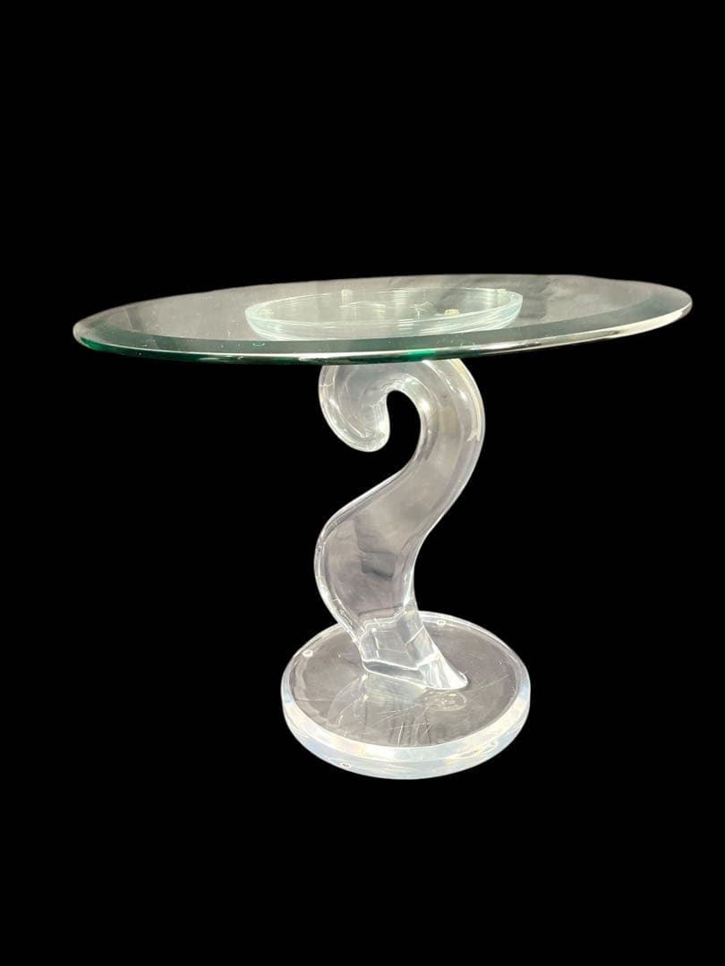 HR477 【レア高級】HAZIZA ガラステーブル　コーヒーテーブル