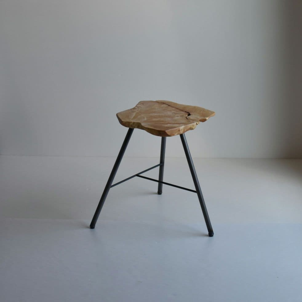 112 栃 ハンドメイド サイドテーブル スツール 花台 腰掛け 椅子 無垢材