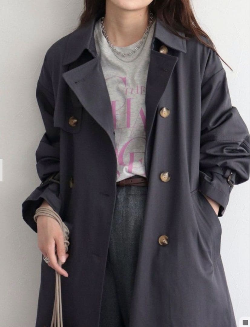 トレンチコート　チャコールグレー　フレディエミュー