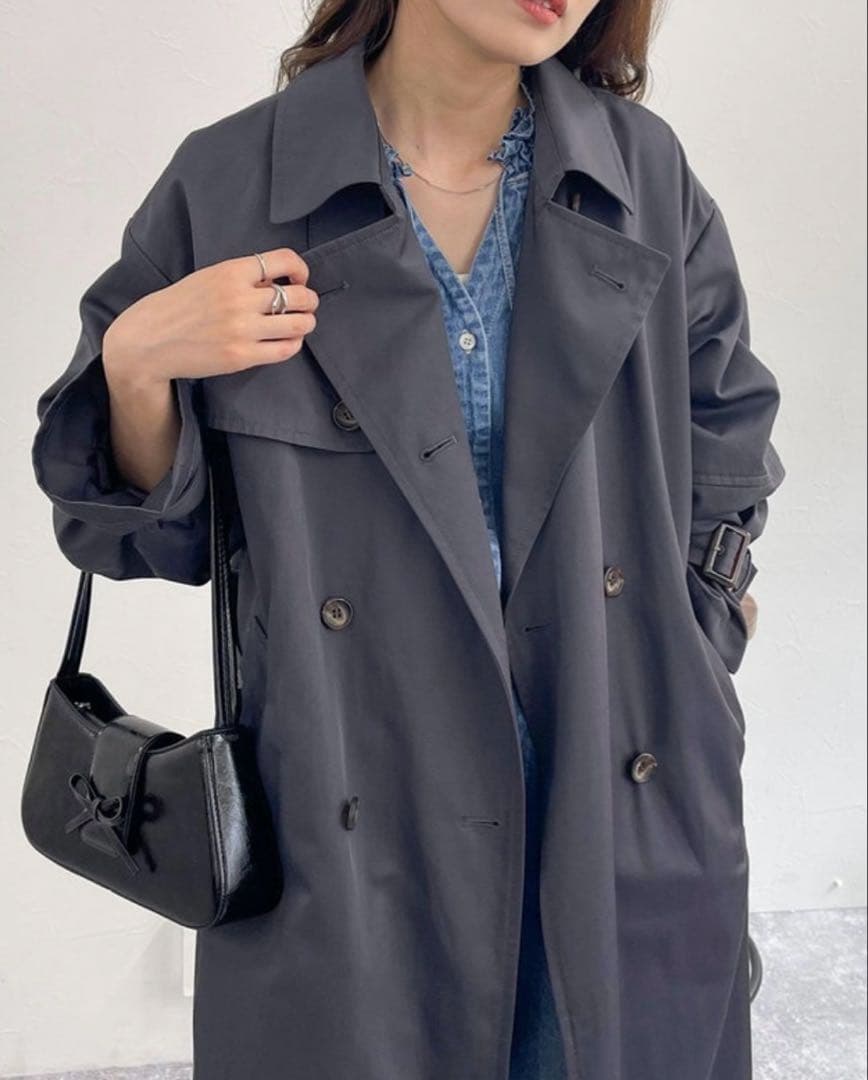 トレンチコート　チャコールグレー　フレディエミュー